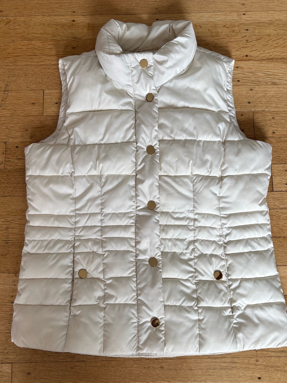 Charter Club Quilted Sleeveless Puffer Vest in Off-White Petite 10